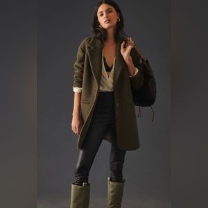 New! Anthropologie Maeve Oversized Boucle Jacket Army Green size XL